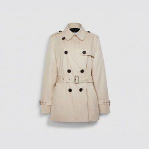Coach Porcelain Medium F34022 Belted Button Short Trench Coat Medium NWT